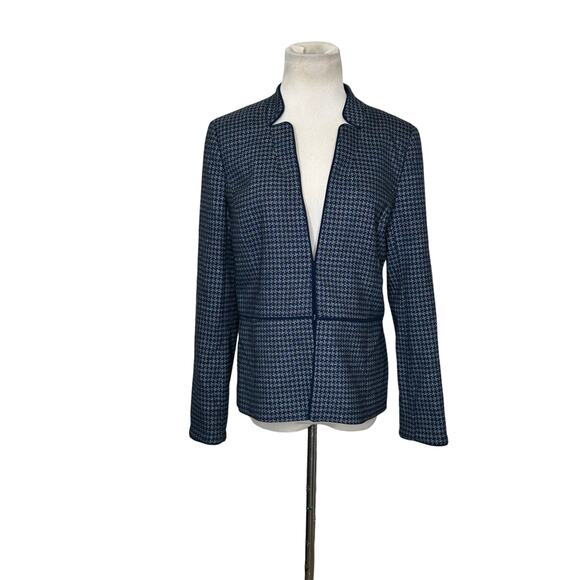 Talbots Blue Houndstooth Inverted Notch Collar Blazer Size 2 - Picture 7 of 11